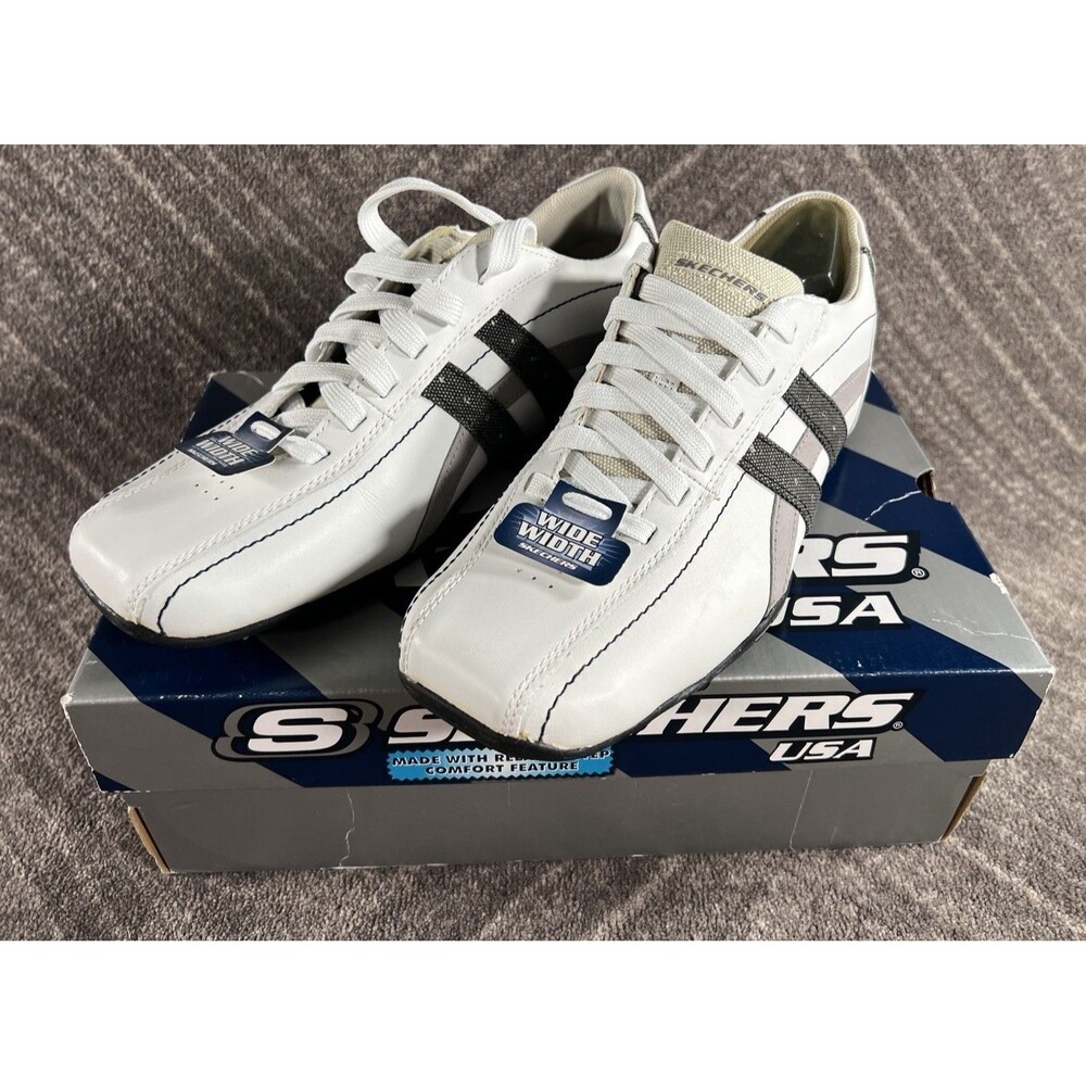 Skechers Men's Talus Ultimatum 61181 Black & White Leather Relaxed 10.5 EW NIB
